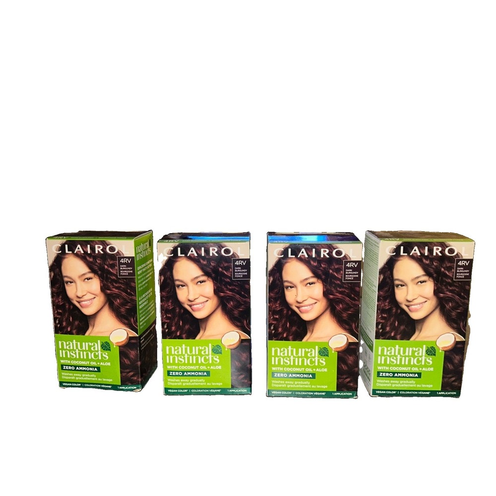 4 Clairol Natural Instincts Hair Color 4RV Dark Burgundy New (B7)